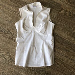 👚Express V-Neck white collared top👚